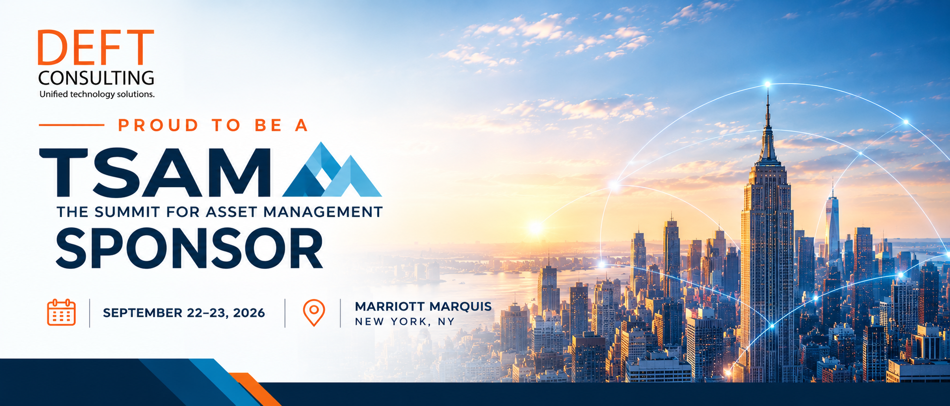 Deft Consulting is proud to sponsor TSAM, The Summit for Asset Management, September 22–23, 2026 at Marriott Marquis in New York